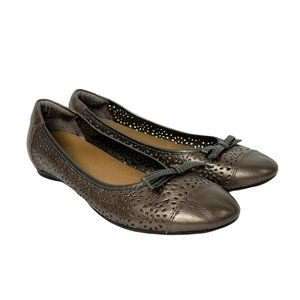 Clarks Bendables Poem Journal Die Cut Slip On Metallic Pewter Ballet Flats 8.5 W
